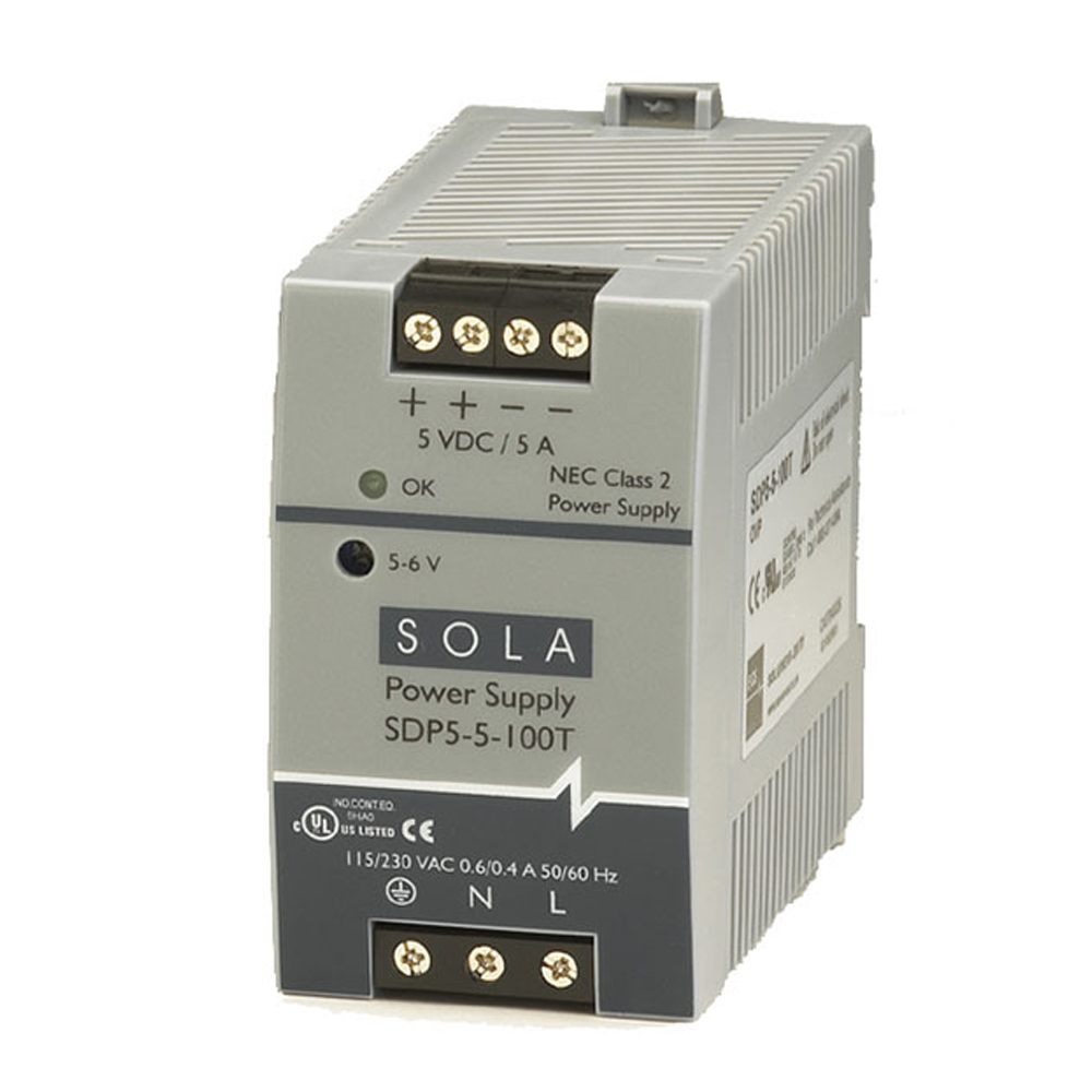 SDP55100T SOLAHD SDP LOW POWER DIN POWER SUPPLY, 25W, 5V OUTPUT, 115-230V AC/DC INPUT (SDP 5-5-100T)